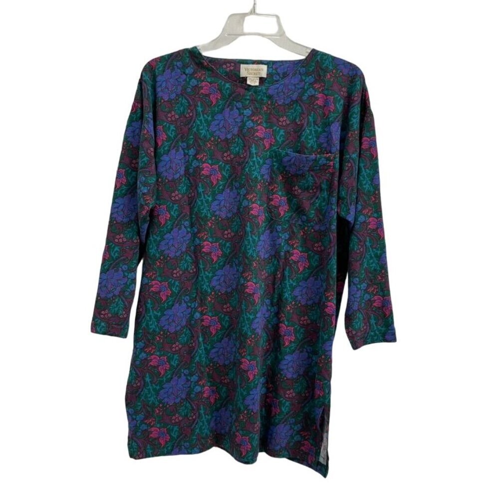 Vintage Floral Print Victoria's Secret 100% Cotton Nightshirt - Women’s P/S